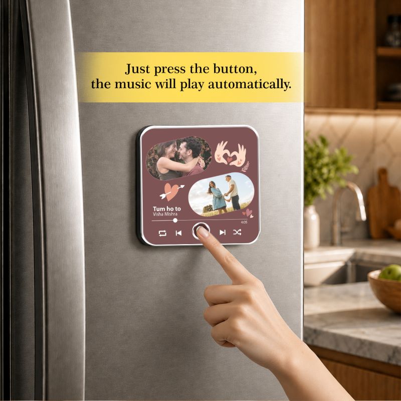 Personalized Song Plaque with Your Photo Musical Fridge Magnet USB-C Rechargeable Unique Anniversary & Birthday Gift for Couples, Boyfriend or Girlfriend